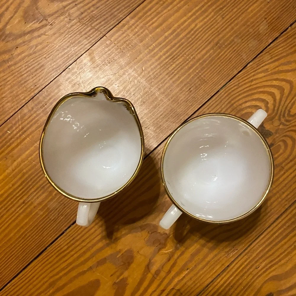 Fire King White and Gold Coffee Cups